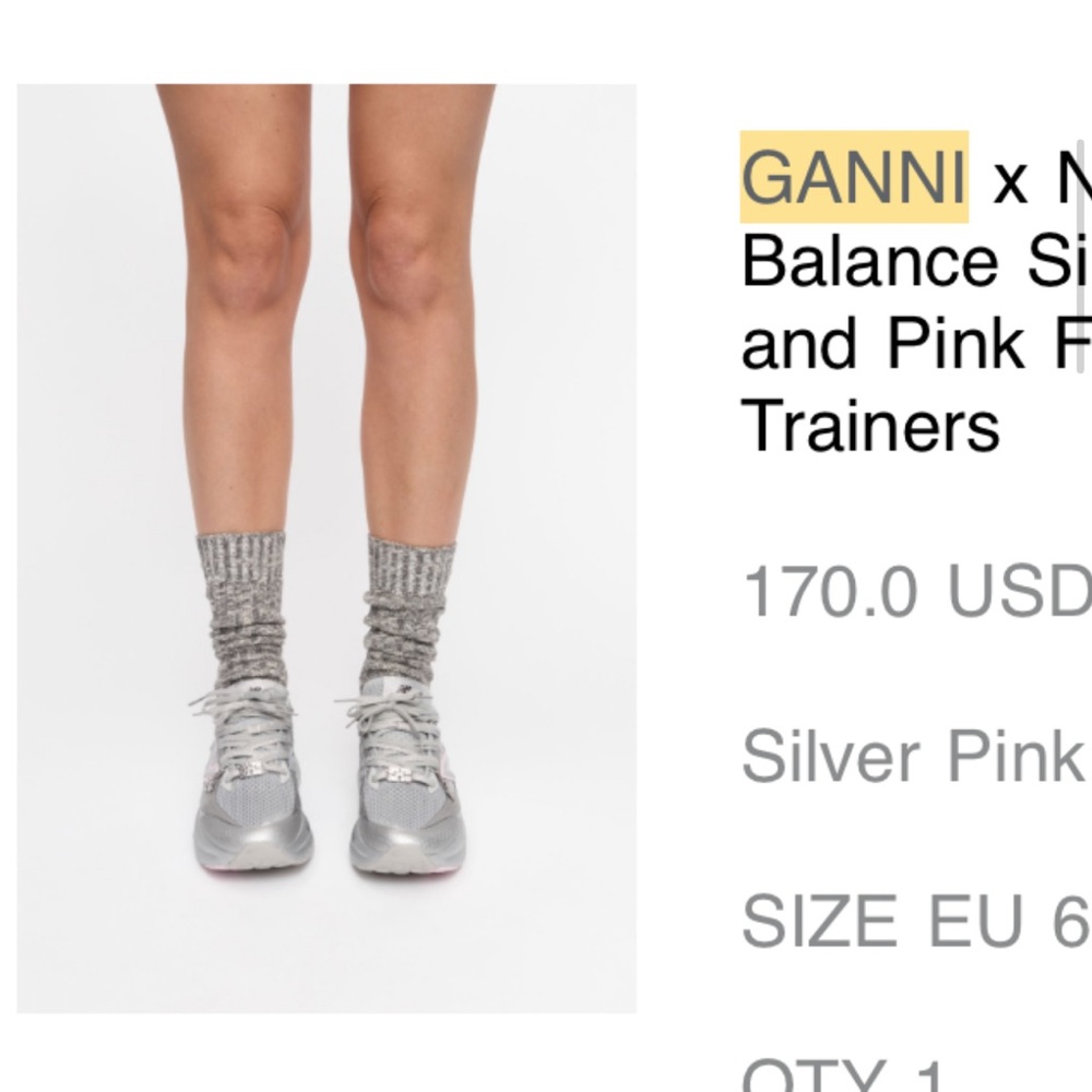 Ganni Silver and Pink Sneakers